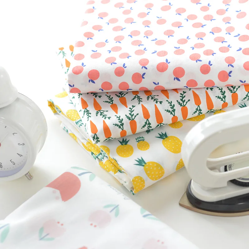 140x50 см простая хлопковая ткань для изготовления летних юбок и шорт удобная ткань для шитья с милыми фруктами 160 г/м