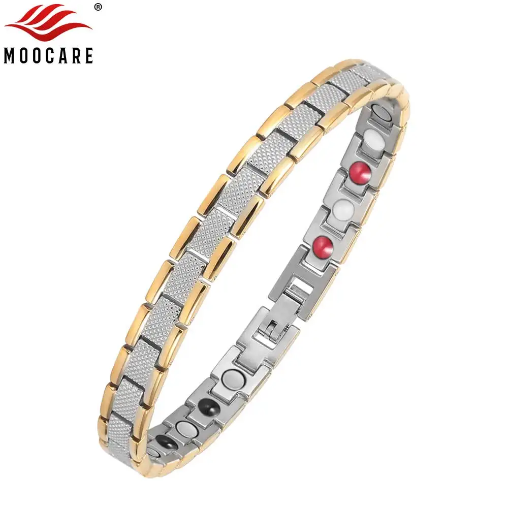 Moocare из нержавеющей стали инфракрасный луч анион Германий элемент магнитные браслеты Здоровье мужчин и женщин цепочное украшение для руки