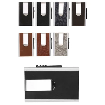 

1 Piece Pu Leather Aluminum Anti Rfid Protection Card Holder Credit Card Holder Vintage Mini Wallet Metal Business id Card Case