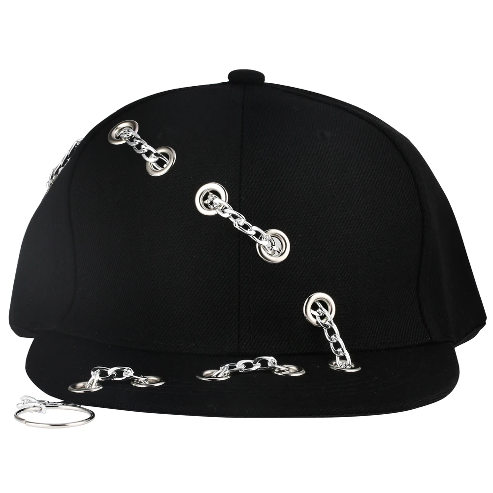 Мужская бейсболка Snapback s женское панк кольцо для пирсинга цепь хип хоп шляпа черная Детская летняя танцевальная баскетбольная Кепка папа приспособленный козырек