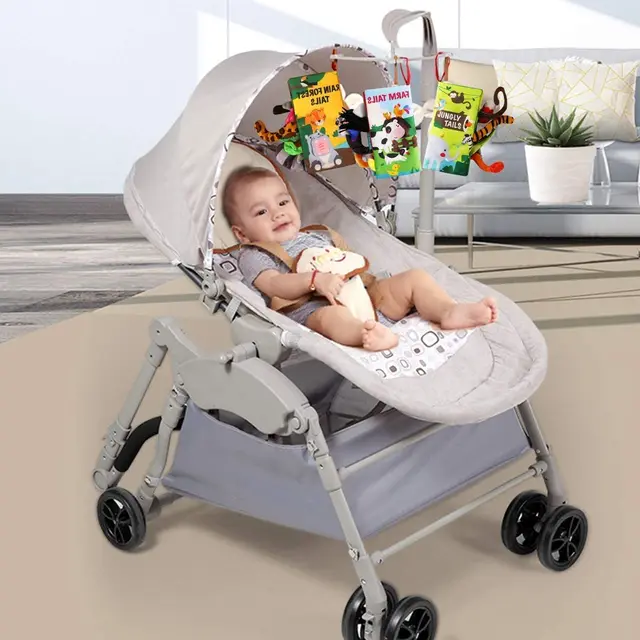 Kid Baby Books Toys Touch and Feel Crinkle Cloth Books for Babies Infants Early Development Interactive Car & Stroller Soft Toys 3