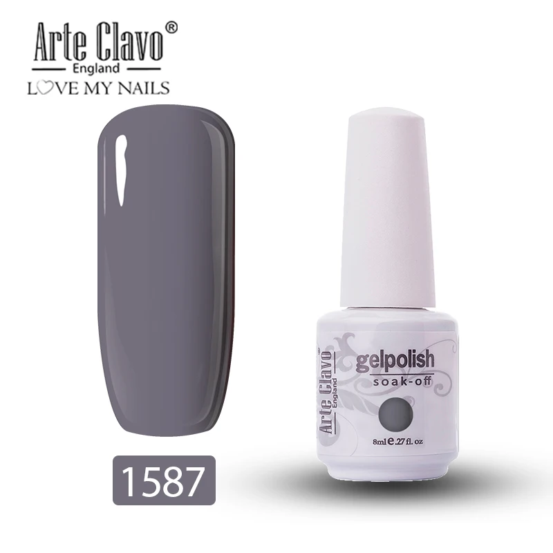 Arte Clavo 8 мл Гель-лак для ногтей набор маникюрный лак Топ Светодиодный УФ-гель лак удаляющийся замачиванием блеск для ногтей гель для украшения лака - Цвет: 1587