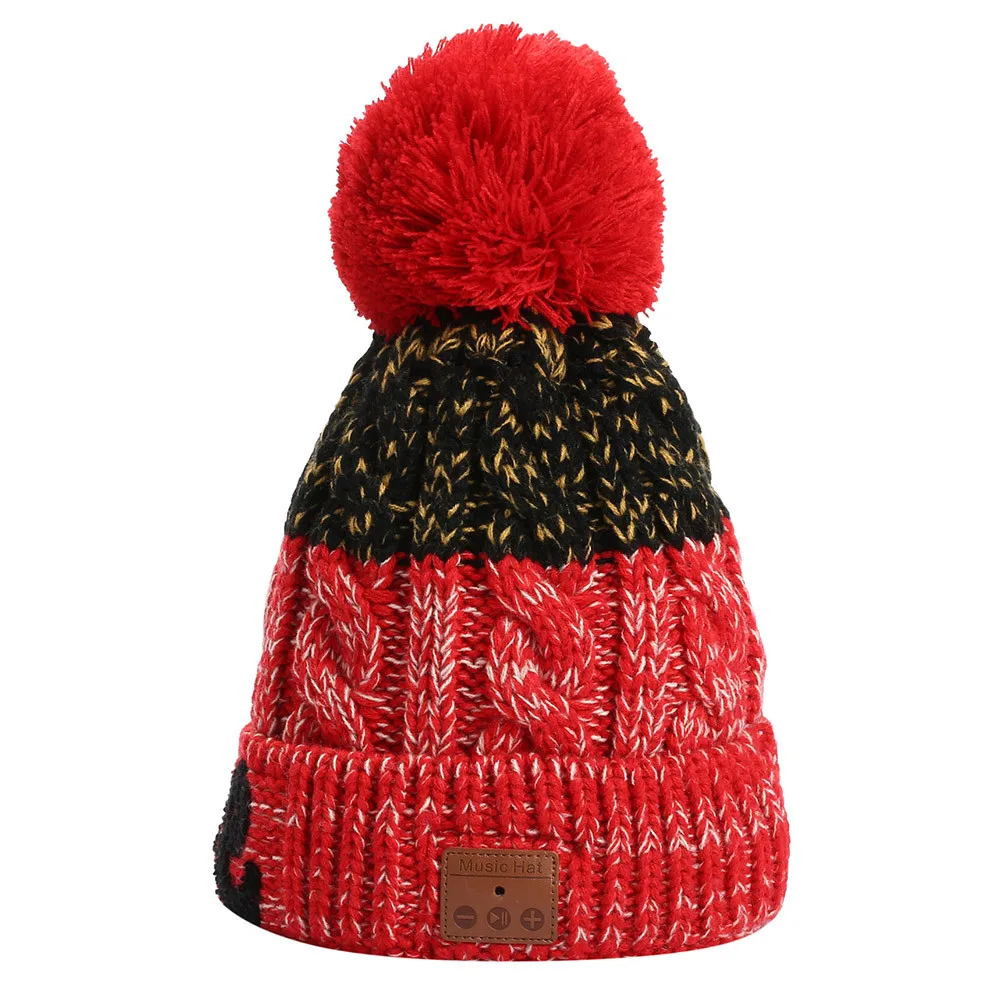 Detachable Stereo Speakers Microphone Hats Unisex Printing Bobble Christmas Caps Ladies Wireless Bluetooth Beanie Sport Outdoor