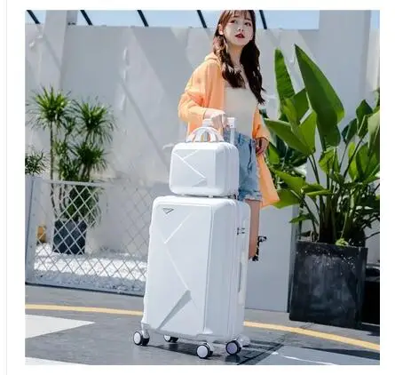 white set Дорожный Багаж на колёсиках, набор чемоданов, дорожный Багаж, чемодан, 24 дюйма, Спиннер, чемодан для путешествий, сумки на колесиках - Цвет: white set