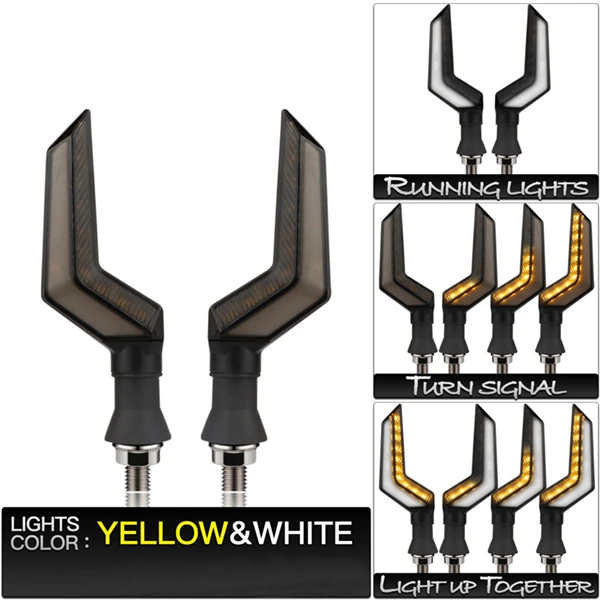 Motorcycle Turn Signals Light 12V Flasher Motorcycle Led Flowing Water Blinker Bendable Signal Lamp Universal Accessories 2pcs White