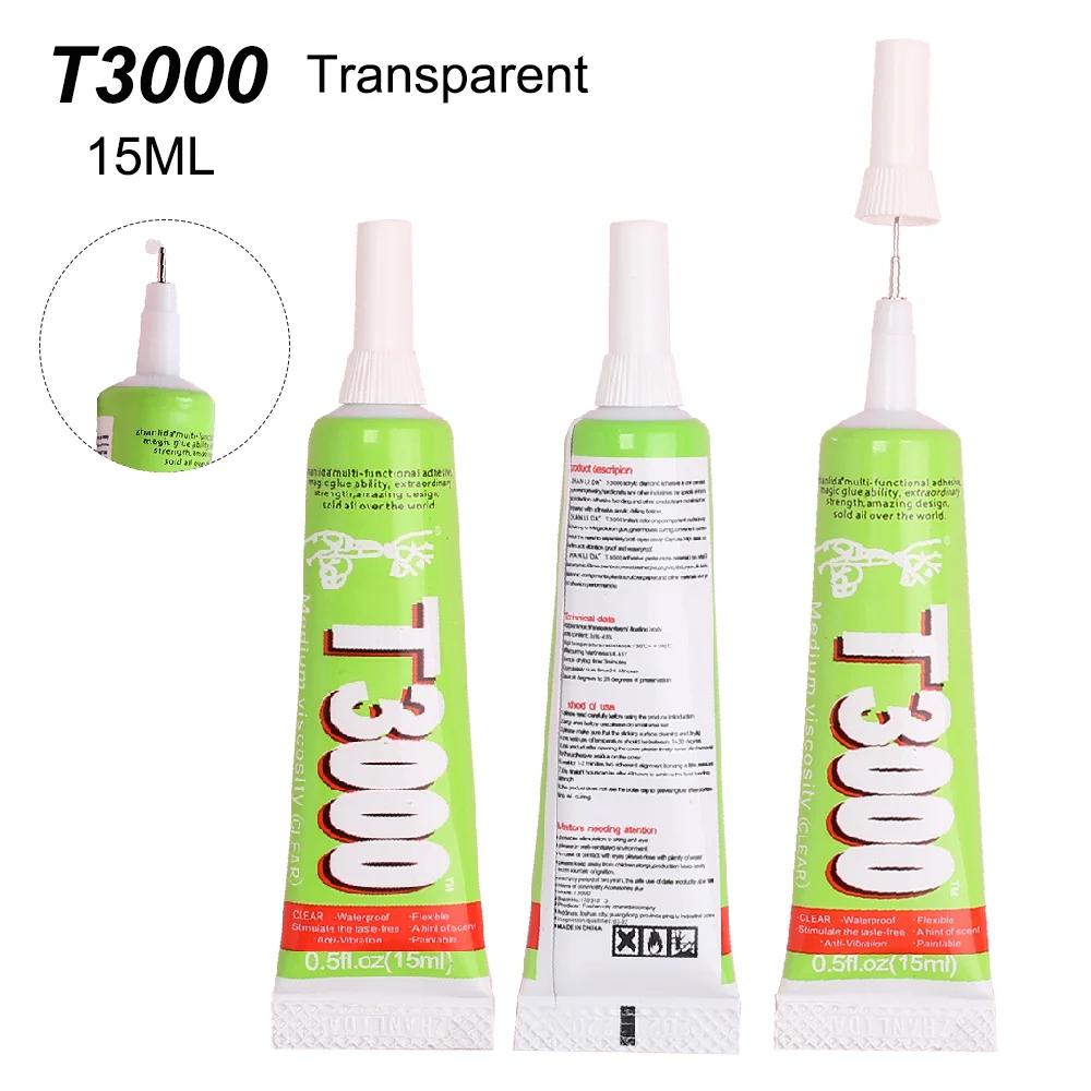 

4Pcs 15ML Epoxy Resin T3000 Glue Adhesive Glass Ceramics Stone Fabric Textile Leather Plastic Touch Screen PVC Phone LCD Repair
