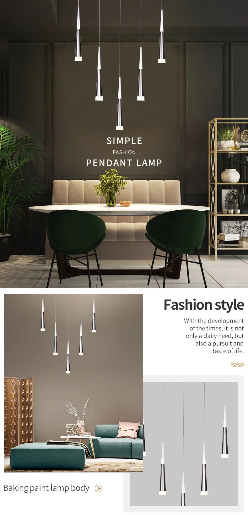 Office Restaurant Home Decor Lamps Coffee Color Metal Aluminum Modern Led Ceiling Hanging Light Lamparas De Techo Colgante