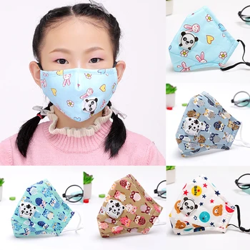 

3pcs Masks Cartoon Printing Dustproof Breathable Kids Cotton Mouth Face Nose Mask Cover With Filter Respirator Anti-Dust