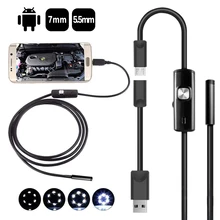 Эндоскоп камера 5,5/7 мм 2 в 1 микро USB мини видеокамеры Водонепроницаемый 6 светодиодный бороскоп Инспекционная камера для Android Loptop