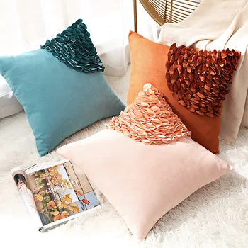 

3D Flowers Square Pillow Case Modern Suede Fabric Pillowcase For Living Room Bedroom Decorative Sofa Throw Pillow Cover 45*45CM