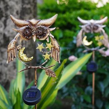 

Owl Solar Plug-in Wall Hanging Iron Crafts Creative Novel Metal Villa Porch