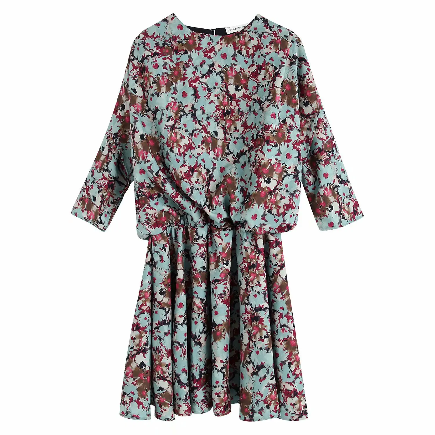 Весенние женские блузки с принтом, рукав три четверти, круглый вырез, мини-футболки