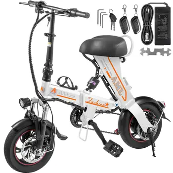 

Mophorn Foldable Electric Bike with Basket 36V 8AH 250W Powerful Motor E-Bike with 15-21 Miles Range Dual-Disc-Brakes