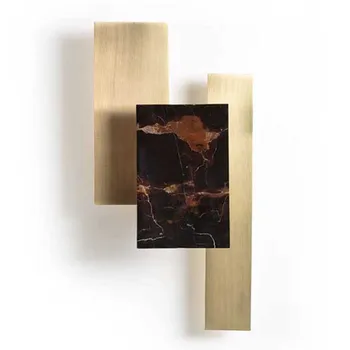 

Gold Metal Marble Wall light Hotel Room Aisle Wall lamp Living room Stairs Wall Sconce Geome Art Decotric Figure Surface Mount