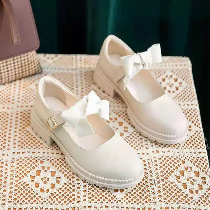

Thick Heel Gentle Shoes Women New Summer Women's Shoes All-match Shallow Mouth Single Shoes Fairy Buckle Small Leather Shoes