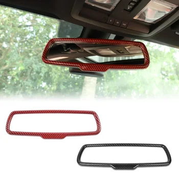 

Red / Black Carbon Fiber Look ABS Car Interior Rearview Mirror Decorative Trim For Doage Challenger 2015-2019
