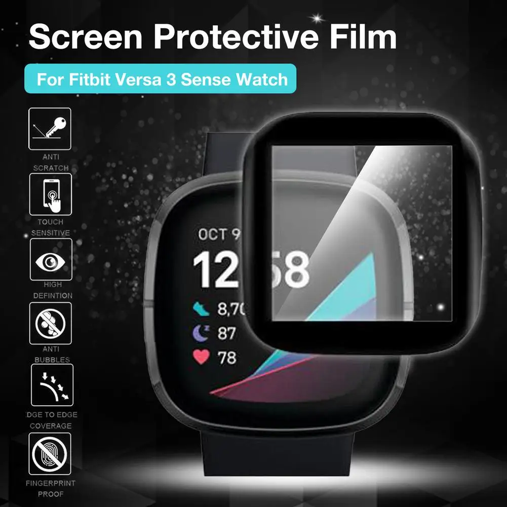 

1/5/10 PCS Smart Watch Screen Protector For Fitbit Versa 3/Sense Anti-fingerprint Anti-scratch Screen Protective Film Wholesale