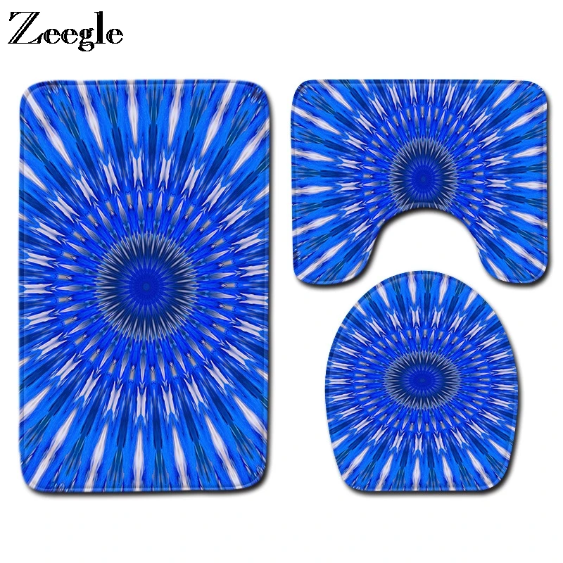 Zeegle Bath Mat Set Absorbent Toilet Pedestal Rug Foot Mat Anti Slip Bathroom Doormat Shower Mat Washable 3pcs Bathroom Rug Set