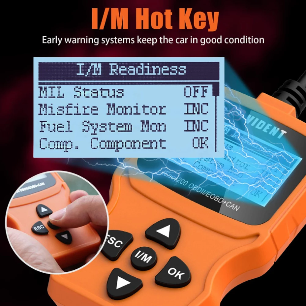 Считыватель кодов VIDENT iEasy200 OBDII/EOBD + CAN для проверки светильник освещение