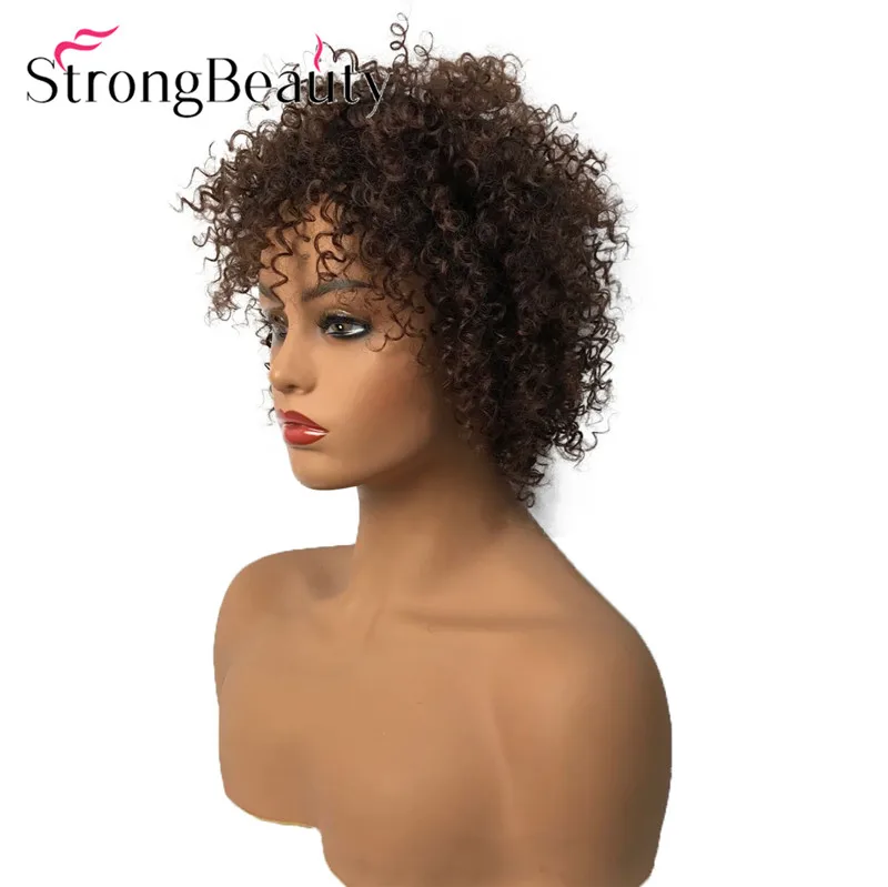 StrongBeauty Короткие вьющиеся афро черные волосы женские парики натуральный вид Мода африканские американские синтетические парики 8 дюймов - Цвет: 2T33