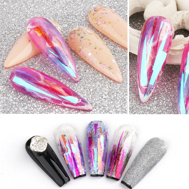 8pcs Aurora Irridescent Foil for Nails Broken Glass Ice Cube Design Luxury  Nail Sticker Transfer Foil Set for Manicure GL1900-2 - AliExpress