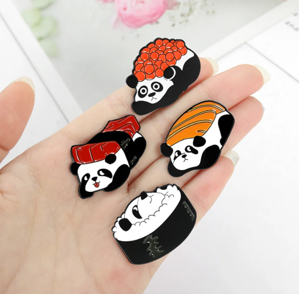 20/Lot 5 Styles Panda Sushi Brooch Badge Pin For Lapel Figure Toys | Игрушки и хобби