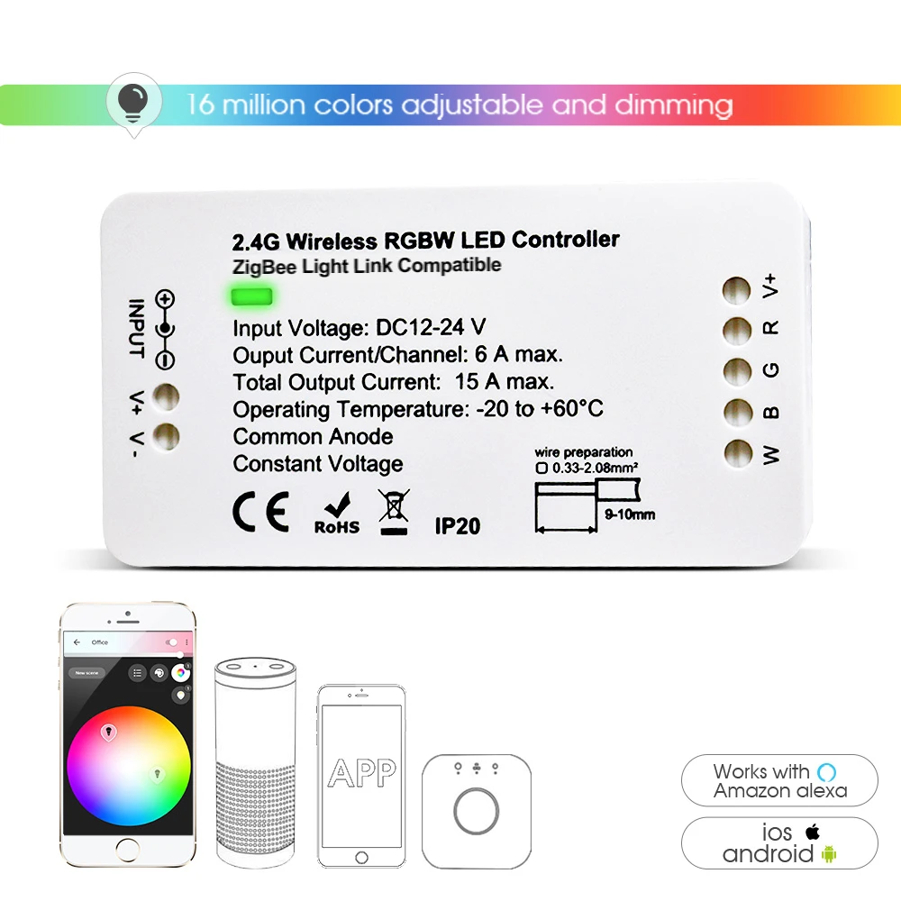 Smart Zigbee LED Light Strip RGBCCT Controller DC12V/24V Dimmer Smart Hub  APP/Alexa Voice Control For Echo Plus/Tuya APP|RGB Controlers| - AliExpress