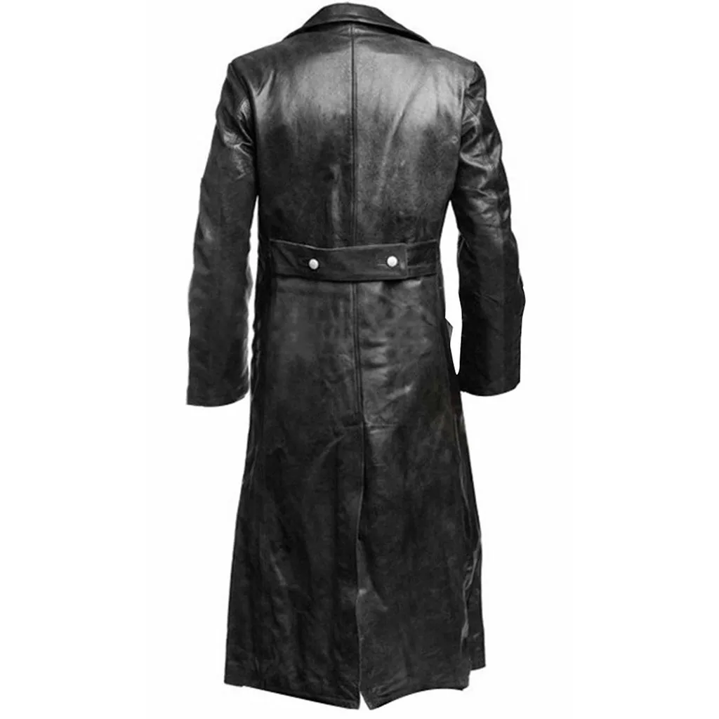 Модная зимняя теплая верхняя одежда повседневная мужская стиль средневековая винтажная кожаная одежда чистая длинная кожаная куртка пальто Z88