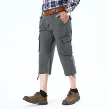 New Arrival Summer Cargo Pants Men Casual Cotton Calf-length Multi-pockets Men Pants Mid-waist Tactical Pants pantalones hombre