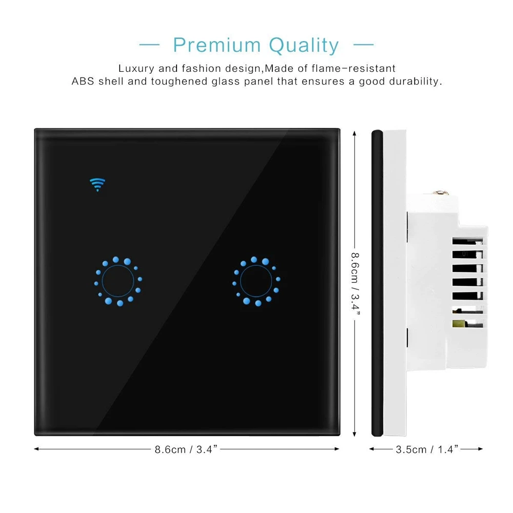 

1/2/3 Gang Wireless Switches WiFi Light Switch Smart Wall Work Alexa Echo Google Home Assistant Control APP Touch Light Switch
