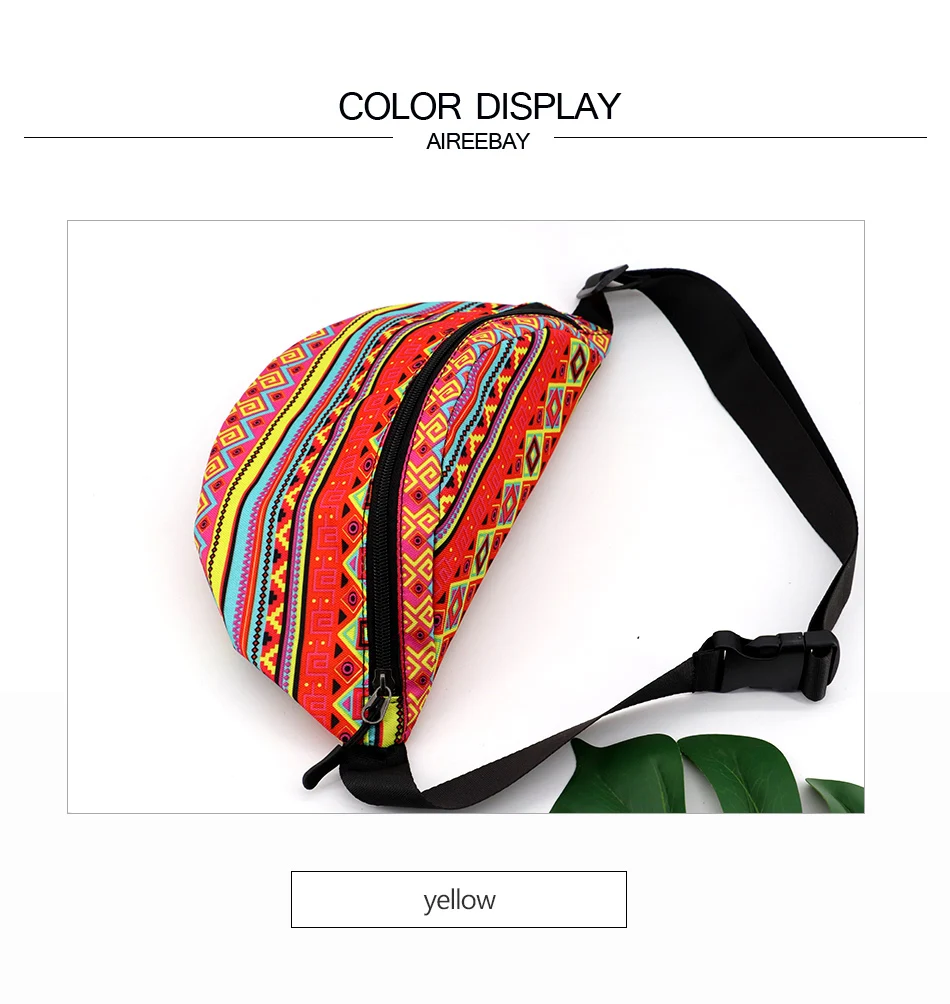 Aireebay African Printing Women Fanny Pack 2020 Brand New Hip Chest Bag Large Capacity Waist Belt Bag For Girls Outdoor Travel