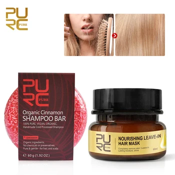 

2pcs PURC Organic Natural plant extract Cinnamon Shampoo Bar Prevent hair loss and make hair shiny Leave-In Hair Mask