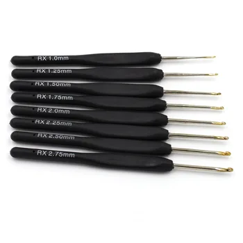 

8Pcs / set Black Knitting Needles Plastic Handle Crochet hooks for Knit DIY Craft Loom Tool Weaving Kit Braid