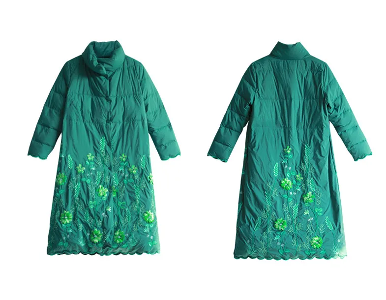 LZJN Women's Winter long Down Coat Jacket Embroidery Ultra Light Warm White Duck Down Coat Female Outerwear Parka Пуховик (24)