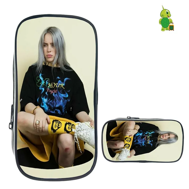 Billie Eilish пеналы для девочек-подростков, косметички, школьные принадлежности, канцелярские принадлежности, сумка для хранения, Billie Eilish, хип-хоп, косметичка