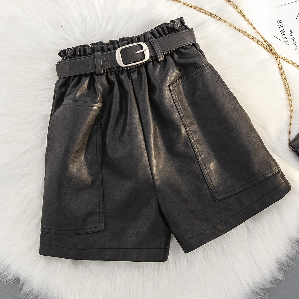 Winter new fashion slim elastic waist leather short waistband  jomper mujer pamtalon elegantes  gothic pants jeans pant