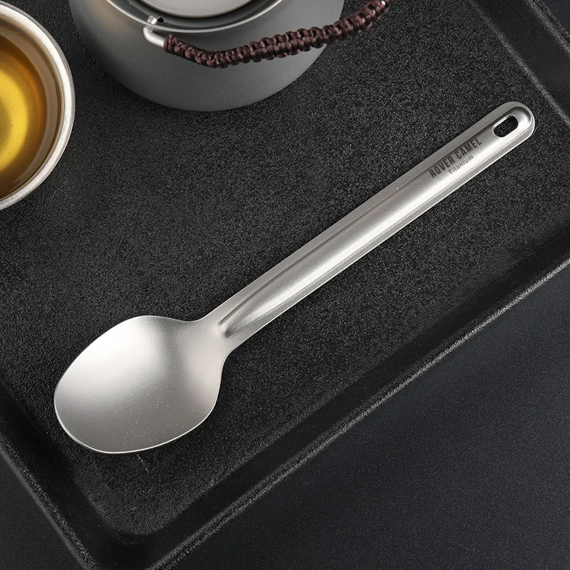 

Outdoor Titanium Long Straight Handle Spoon Camping Wide Mouth Titanium Spoon Home Picnic Backpacking Flatware BBQ Cutlery Spoon