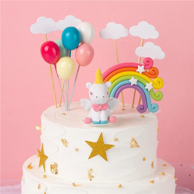 Ballon De Decoration En Forme De Gateau De Licorne Et D Arc En Ciel Drapeaux D Anniversaire Et De Mariage De Decor Pour Patisserie Et Fete Aliexpress