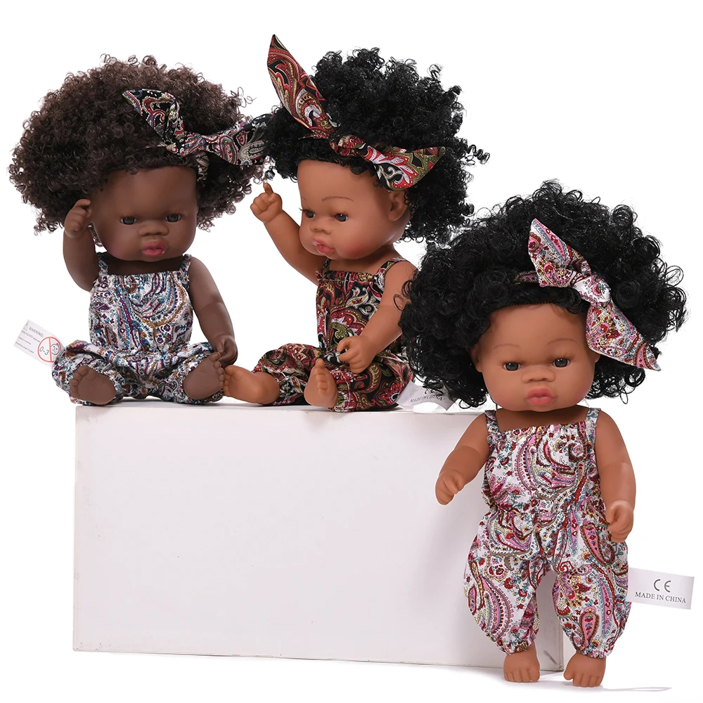 JINGXIN 35 см черный Reborn Baby Dolls африканская Кукла из силикона виниловая кукла