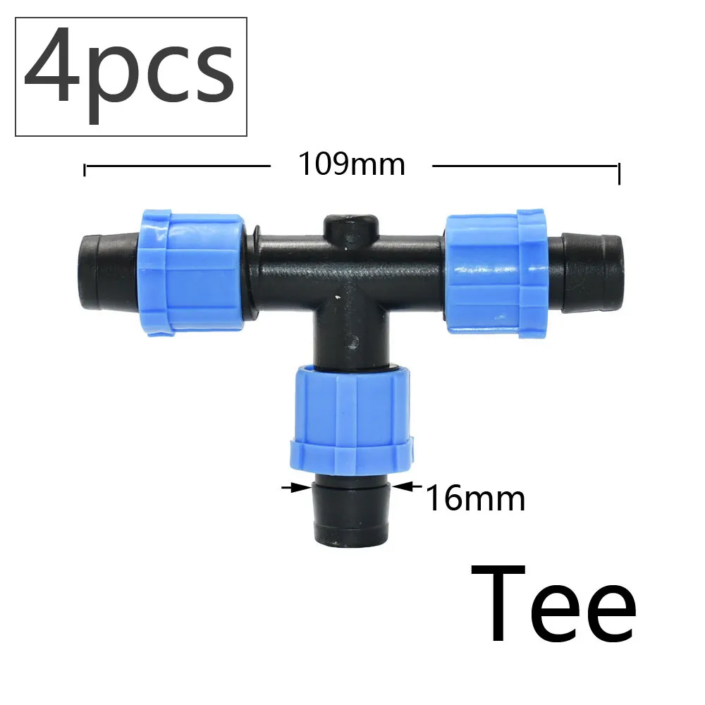 16mm 5/8'' Drip Irrigation Tape Shut-Off Valve Elbow Tee End Plug Thread Lock Connector Garden Watering Pipe Hose Joints 