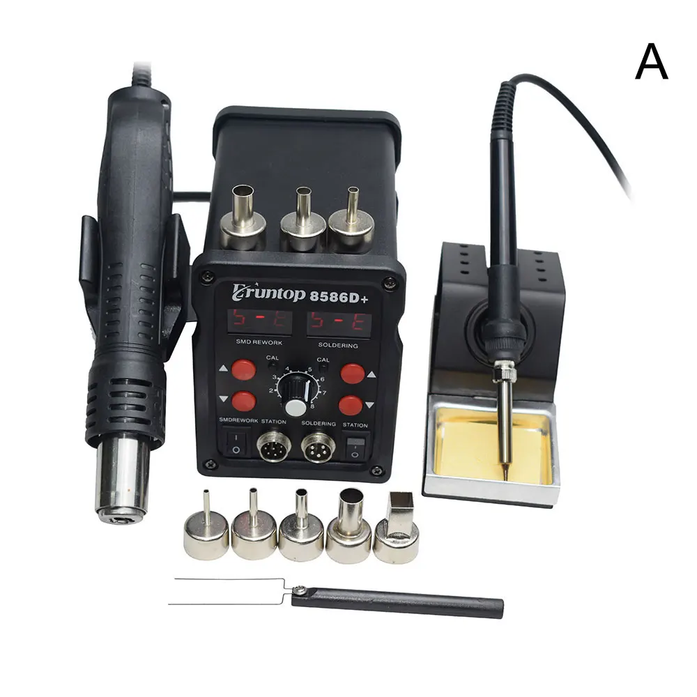 A 110/220 В 750 Вт 2 в 1 SMD оборудования паяльная станция Eruntop 8586 8586+ 8586D+ горячий воздух пистолет+ припой+ Нагревательный элемент - Цвет: A