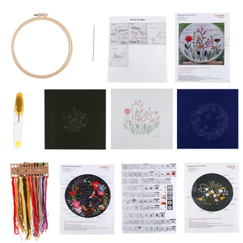 

Flower Pattern Embroidery Material Set Embroidery Starter Kit with Pattern