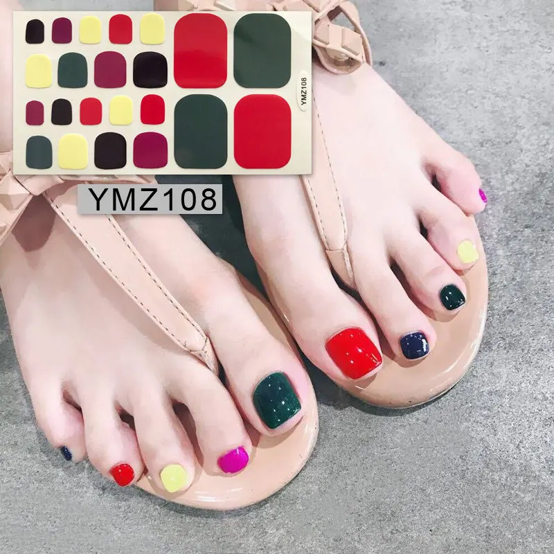 

1 Sheet Toe Nail Sticker Fresh Style Pure Color Polish Wraps Full Cover Foot Decorations Toe Nail Art Supplies for Kids Ladies