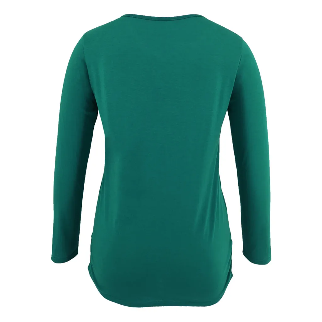 Zwangerschaps kleding, Женская однотонная блузка с круглым вырезом и длинным рукавом для беременных и кормящих матерей, топы, ropa para embarazada