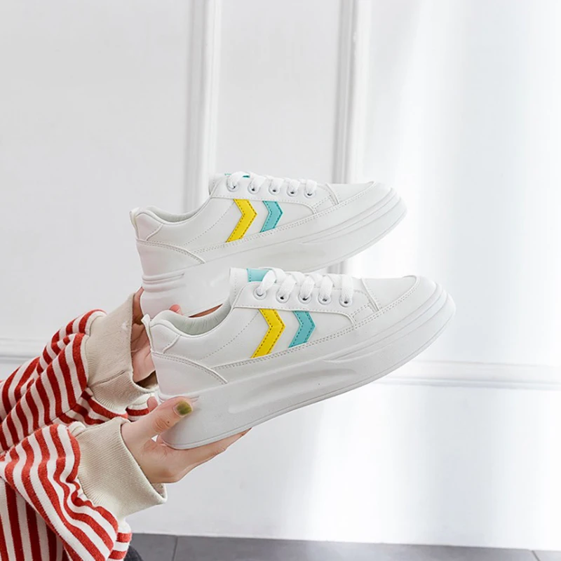 

Women Sneakers 2019 PU Leather Women Casual Shoes Flats Platform Women Shoes Breathable Increase height Fashion off White shoes