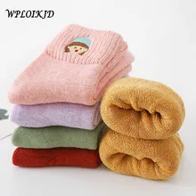 [WPLOIKJD] корейский стиль; Новинка; модные хлопковые зимние носки; теплые плотные однотонные женские носки с вышивкой; Chaussette Femme