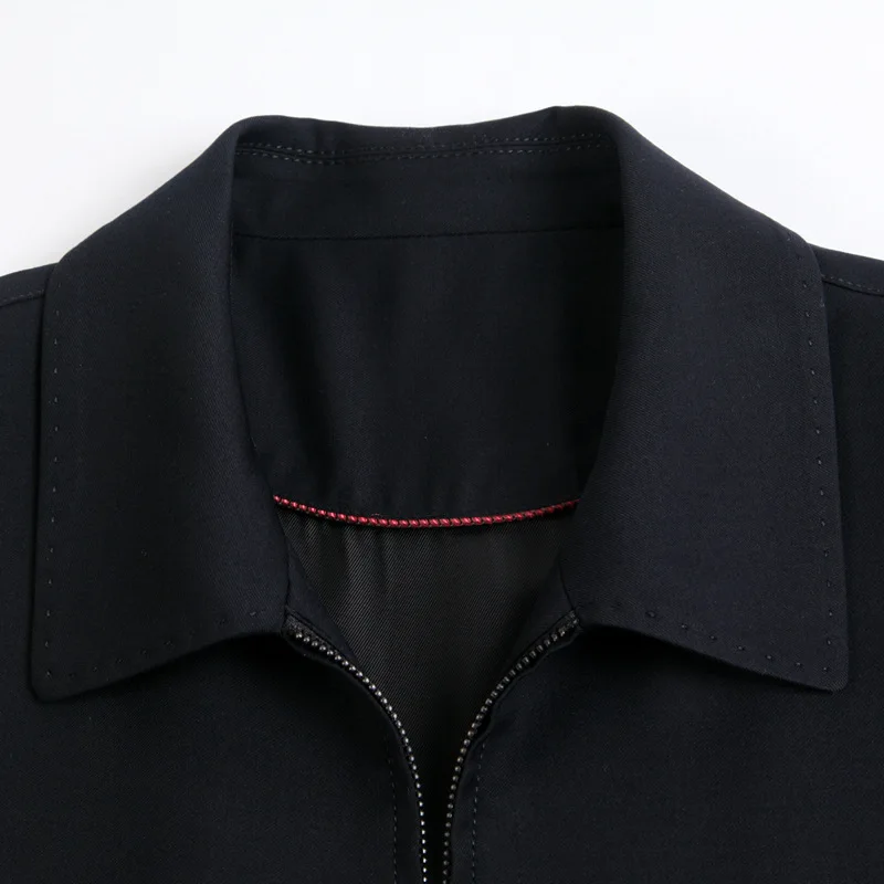 

2019 Autumn New Style Middle-aged Men Daddy Clothes Business Pure Color Fold-down Collar Zipper Jacket Plus-sized