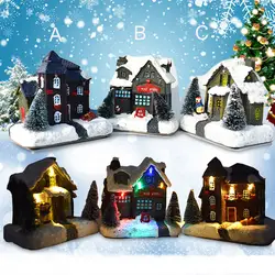 Миниатюрный светодиодный светильник из смолы для рождественского дома, настольный орнамент Navidad 2020, настольный мини домик, домашнее