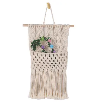 

Nordic Style Magazine Holder Hanging Pocket Office Art Storage Gift Home Decor Macrame Tapestry Wall Mount Living Room Dorm