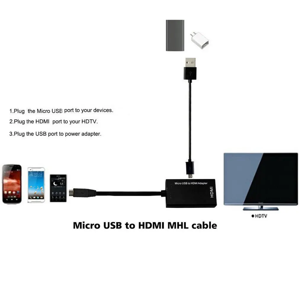 Портативный маленький размер MHL Micro USB Мужской к HDMI Женский адаптер кабель для Android смартфон и планшет черный